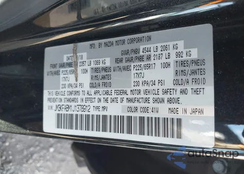 2018 Mazda Cx-5 Sport z USA, uszkodzony, nr VIN JM3KFABM1J1378912